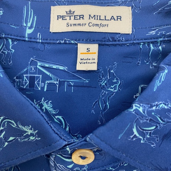 Peter Millar “Outlaw” Performance Jersey Polo Golf Shirt Sport Navy SMALL $110 - Picture 3 of 9